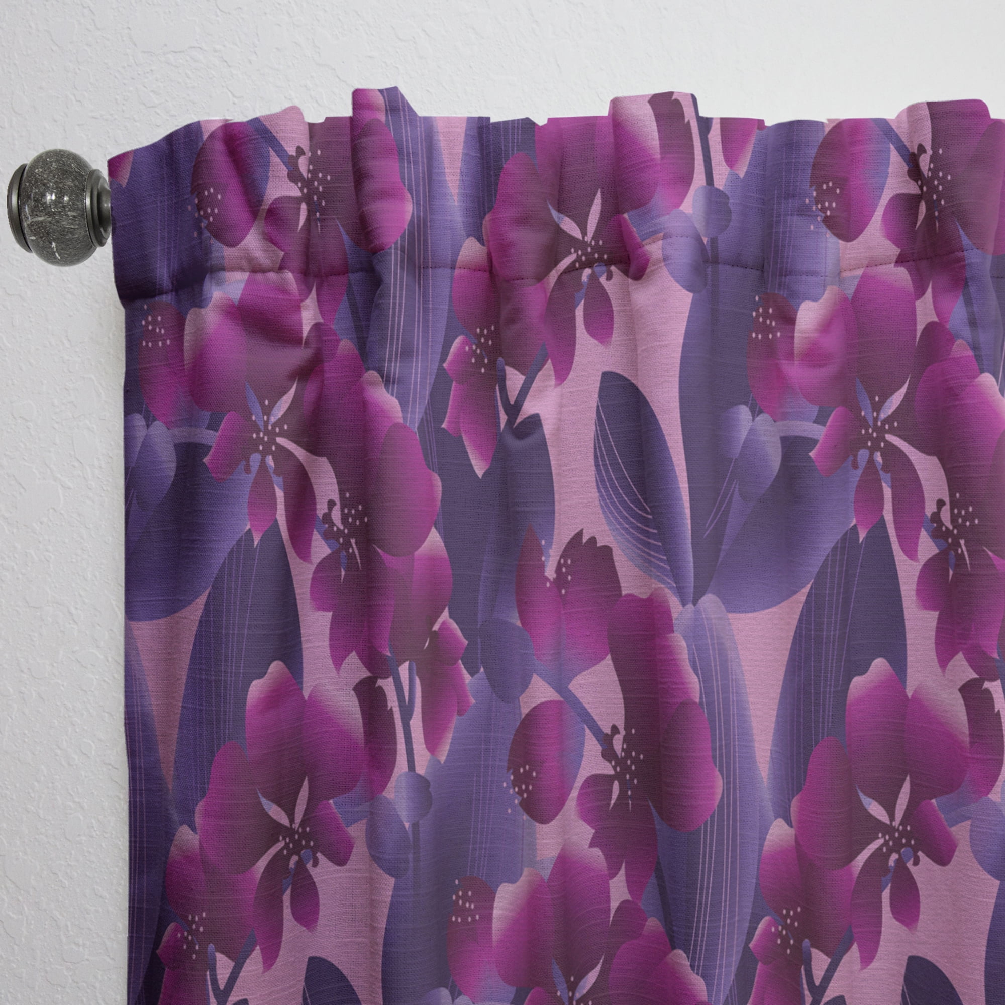 Designart 'Purple Orchid blossom colorful pattern' Mid-Century Modern Curtain Panel