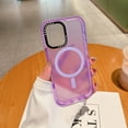 thumbnail image 4 of Magnetic for iPhone 11 Case, [Compatible with Magsafe][Military Grade Drop Protection] Hybrid Silicone Slim Diamond Camera Translucent Rugged Protective Cover for iPhone 11,Purple, 4 of 9