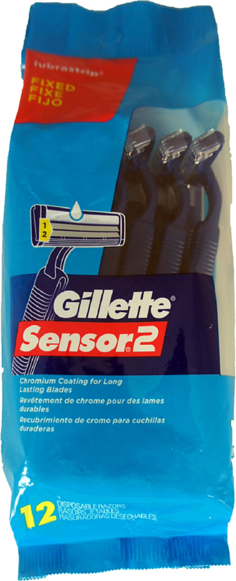 Gillette Sensor 2, Fixed Lubrastrip 12 Each (Pack of 2)