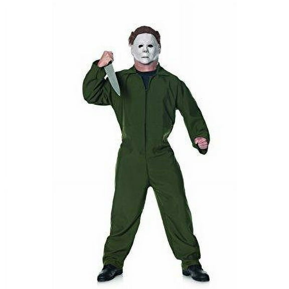 Men's Halloween Michael Myers Green Coveralls Costume One Size