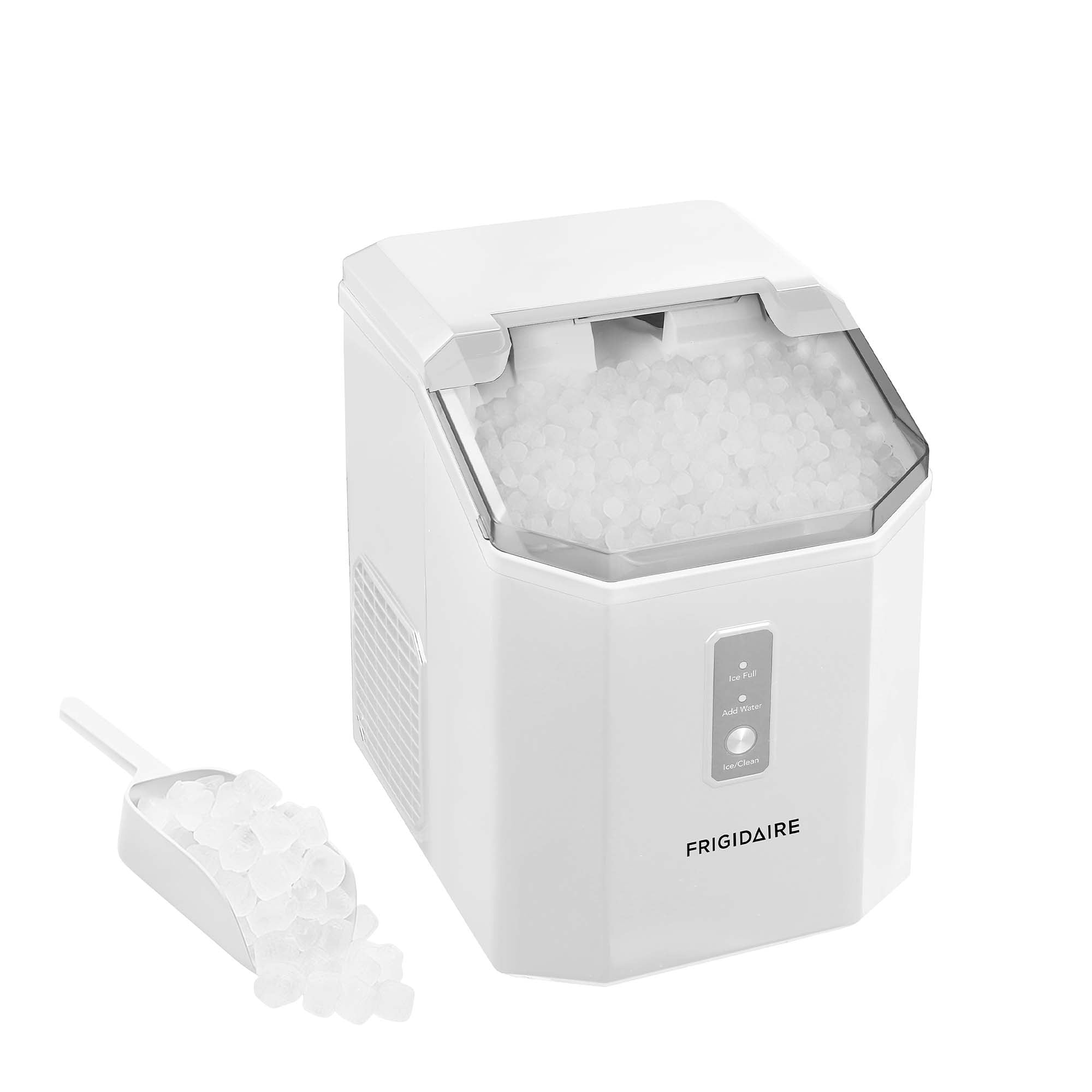 Frigidaire 33lb Countertop Nugget Pellet Ice Maker Self-Cleaning, White, for Home, Kitchen, Office, Bar
