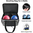 thumbnail image 5 of Bolso de bolos con copas de bolos de madera y divisor acolchado para bola doble y un par de zapatos de bolos hasta solo bolso para hombre, 5 of 5