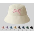 thumbnail image 2 of Bucket Hat for Women Embroidered Bucket Hat Bow-Tie Travel Beach Sun Hats Outdoor Vacation Cap Wide Brim Fishing Cap, 2 of 7