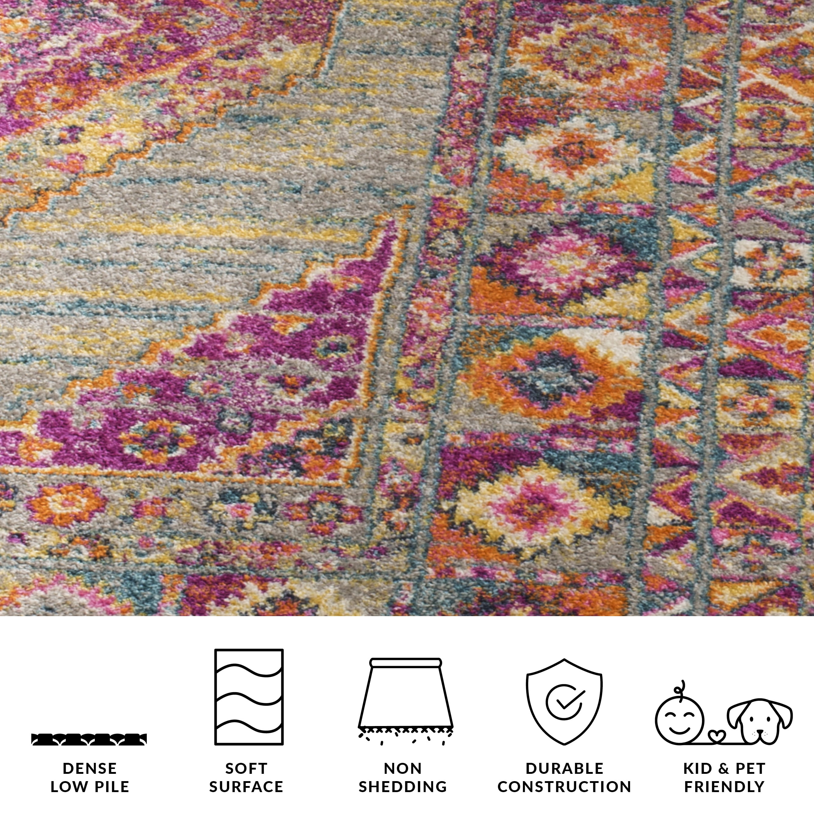 Safavieh Madison Emmet Traditional Oriental Area Rug, Light Gray/Fuchsia, 4' x 6'
