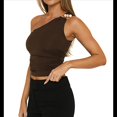 thumbnail image 2 of Tops de Verano con Cuello Halter para Mujer, Top Corto Sin Espalda con Escote en V Profundo, Tankini Marrón L, 2 of 10