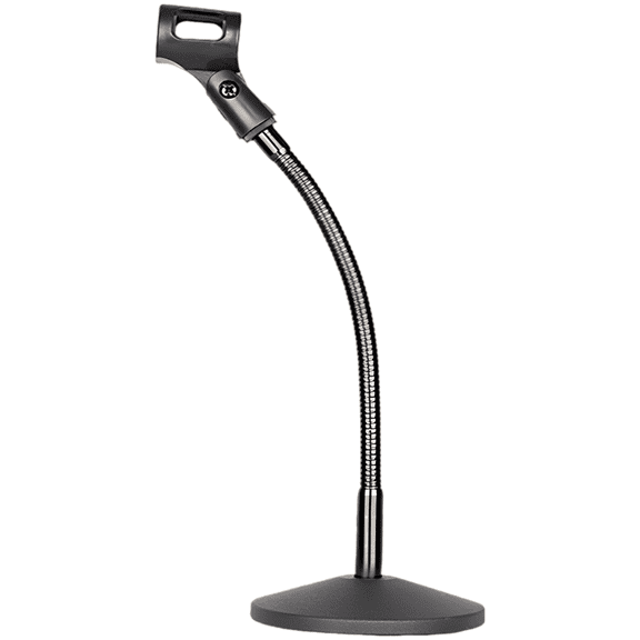 Desktop Microphone Stand with Weighted Base, Flexible Gooseneck Mic Holder for Desk, Heavy-Duty Metal & Plastic, Anti-Slip Shock Pad, with Adjustable Angle Mic Clip, for Conference, Broadcast