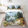 thumbnail image 2 of Feelyou Modern Cycling Lover Bedding Comforter Set 7pcs, Watercolor Mountain King Bedding Sets, Teens Kids Boys Girls Reversible Bed Sheets, Lightweight Room Decor, 2 of 8
