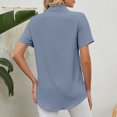 thumbnail image 5 of Patlollav Womens Fashion Short Sleeve Buttons Easter Solid Color Loose Tops Blouse, 5 of 6