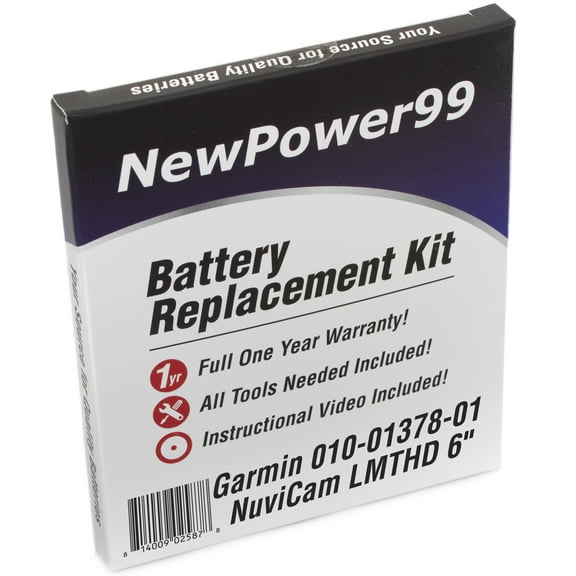 Garmin 010-01378-01 NuviCam LMTHD 6" Battery Replacement Kit with Tools, Video Instructions, Extended Life Battery and Full One Year Warranty