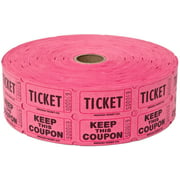 Two (2) Rolls of Two-part Hot Pink Double Roll Raffle Tickets Totaling 4,000 Tickets