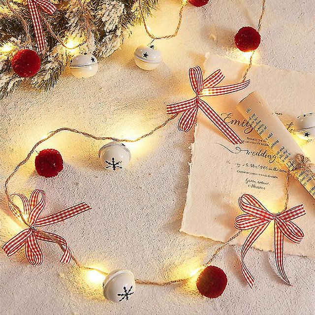 20 luces de cadena de Navidad LED, Pinec Red Berry Bell Guirnalda de Navidad con luces Luces de cadena de hadas que funcionan con pilas con Pine C Indoor Outd esquí esquí Gafas de esquí