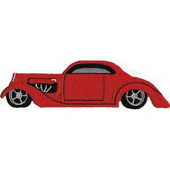 Red Hot Rod Embroidered Patch - 2" Iron-on Patch for Automobile Enthusiasts