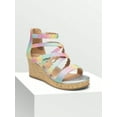 thumbnail image 4 of Girls Wedge Sandals Open Toe Platform Espadrille Flower Little Big Kids, 4 of 12