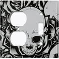 thumbnail image 4 of Metal Light Switch Plate Outlet Cover Skull Rose Flower Gray SKL001, 4 of 13