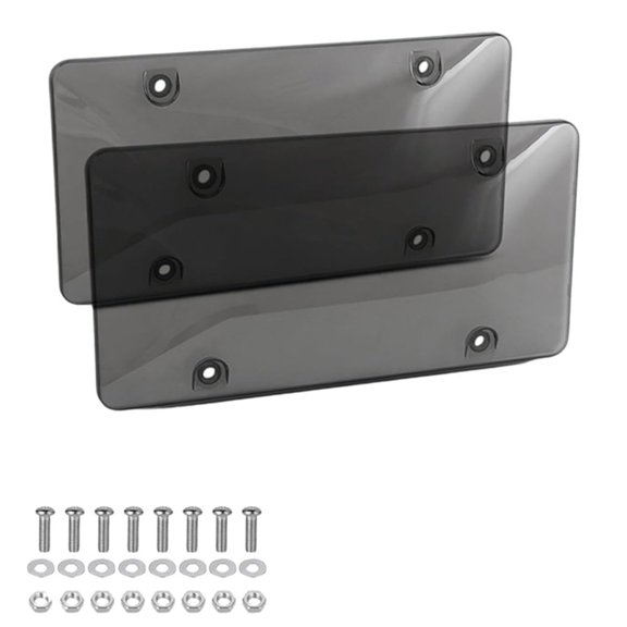 MPXBM Cap License Plate Cover Auto Black Camera Car Plastic Toll 2X(Black)