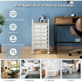 thumbnail image 5 of 6-Tier Utility Cart with 6 Drawers, Rolling Utility Cart with 2 Lockable Caster Wheels, Multipurpose Mobile Rolling Drawer Cart for Office Bathroom Kitchen, Ivory White, 5 of 8