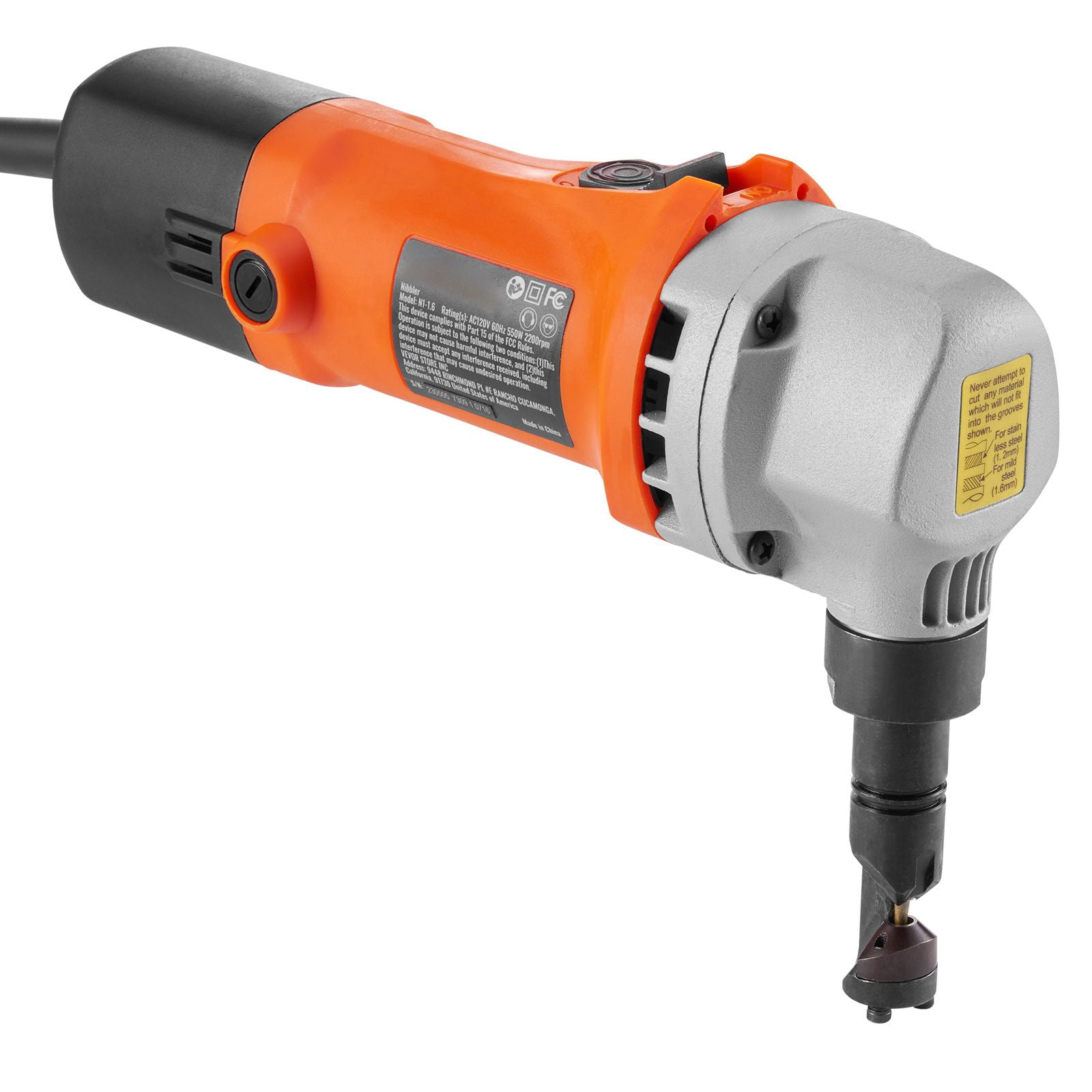 550W Sheet Metal Nibbler with 2200 RPM, 360° Rotating Head, 0.06" Cutting Capacity, for Carbon Steel Stainless Steel Plastic