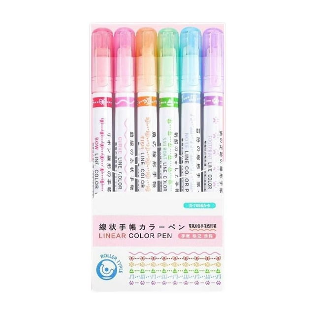 6 Formes Courbées Différentes Stylo à Contour Stylo Sec Accentuation de Couleur Stylo Graffiti 5ml