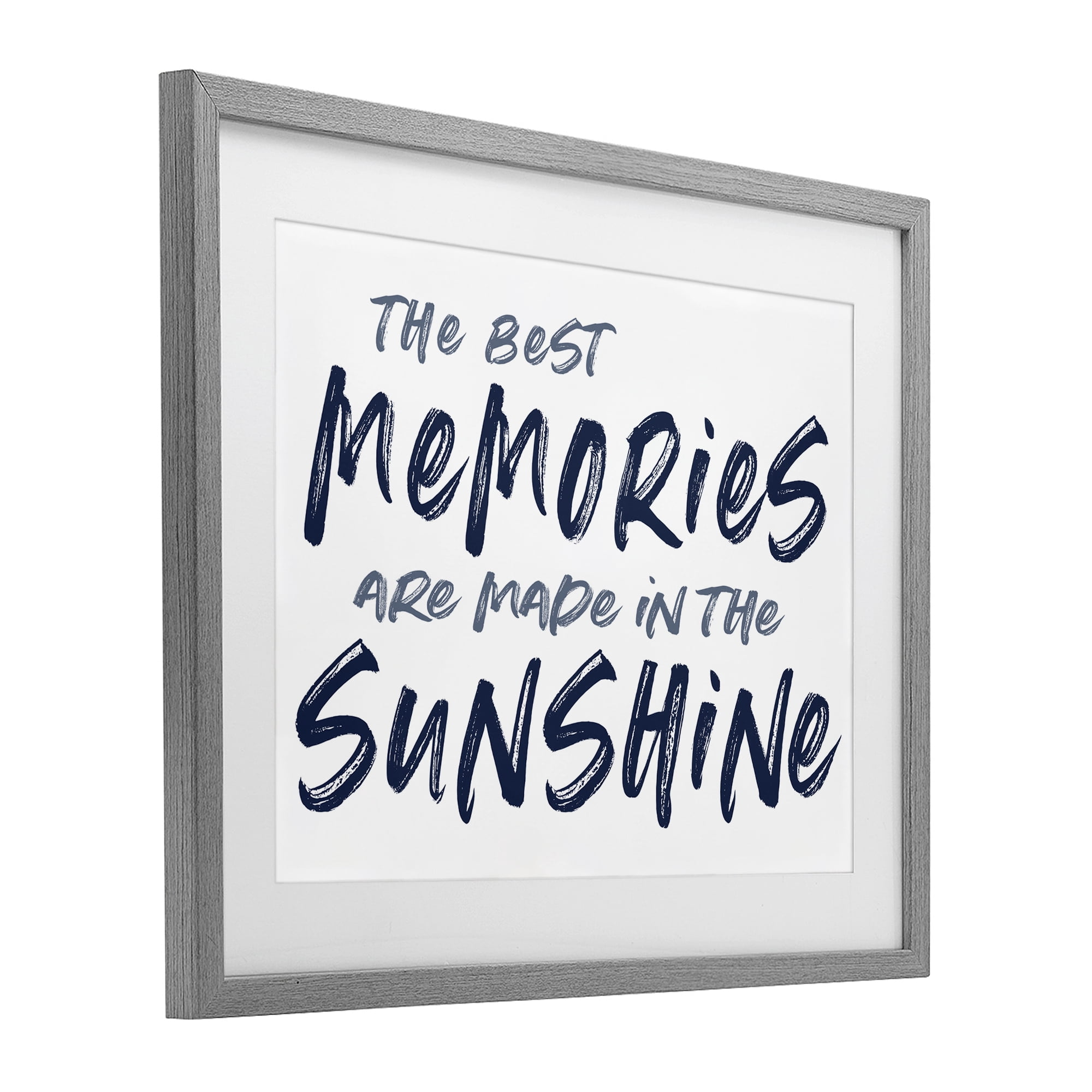 Memories Made In Sunshine Gray Framed Print Under Glass, design by Lettered and Lined
