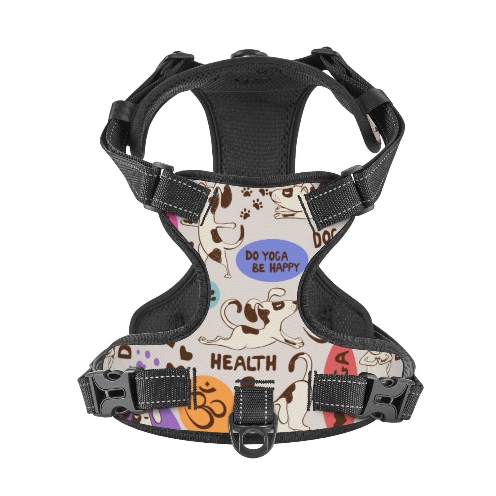 Picia Dog Doing Yoga No-Pull Dog Harness Reflective Front Clip Vest with Handle,Step-in Air Dog Harness,Adjustable 2 Metal Rings 4 Buckles,Easy to Put on & Take Off Medium