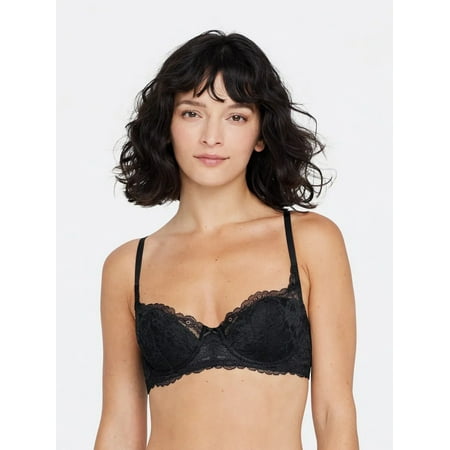 Skarlett Blue BLACK Minx Lace Balconette Bra  US 32D  UK 32D