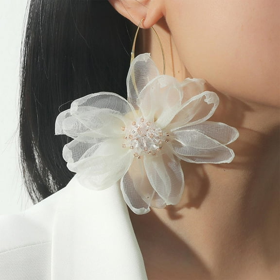 Large Flowers Dangle Tassel Bohemian Sophisticated Ear Stud Lady Trendy drop Earrings for Graduation Banquet Prom Vacation Engagement