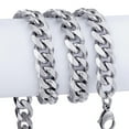 thumbnail image 4 of Hermah 11mm Silver Stainless Steel Curb Cuban Necklace Men Women Unisex Chain 18-36inch, 4 of 6