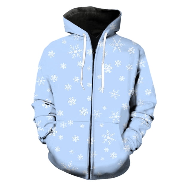 Sudadera con capucha y cremallera para hombre, con estampado de copos de nieve de invierno, manga larga, estilo hip hop, con estampado 3D, de gran tamaño, unisex, estilo Harajuku para adolescentes