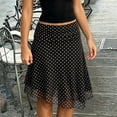 thumbnail image 2 of Arlun Womens Polka Dot Midi Skirt Vintage Asymmetrical Ruffle Hem Sheer Mesh Retro Knee Length Skirts Fashion Going out Summer Breathable Casual Skirt with Double Layer Black XS, 2 of 4