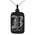 thumbnail image 2 of Tioneer Stainless Steel Letter B Initial Royal Monogram Engraved Small Rectangle Dog Tag Charm Pendant Necklace, 2 of 4