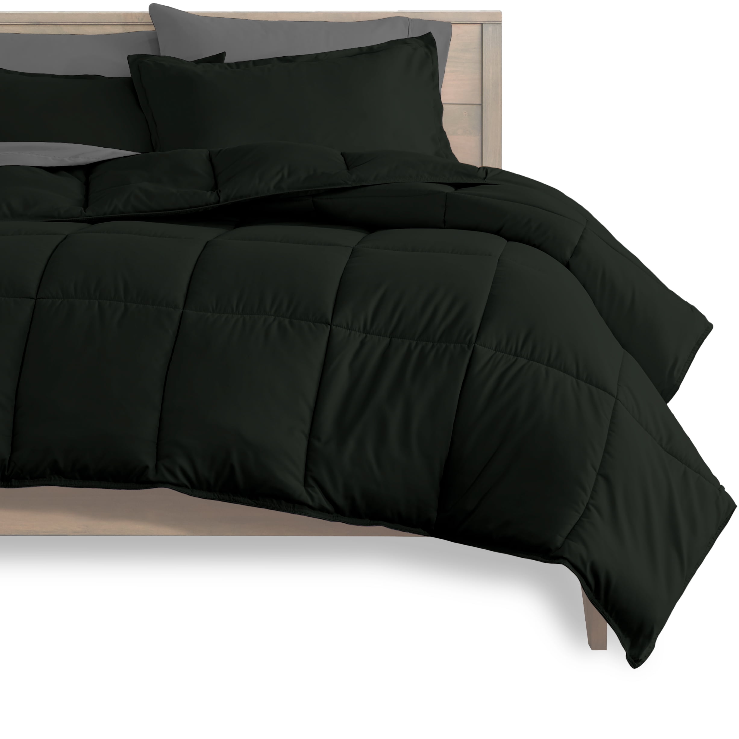 Bare Home Microfiber 5-Piece Black and Light Gray Bed in a Bag, Twin