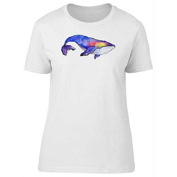 Beautiful Watercolor Whale T-Shirt Women -Image by Shutterstock, Female Small