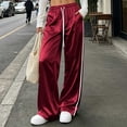 thumbnail image 6 of Guluxicc Women's Satin Pants with Pockets Trendy Elastic Waist Long Wide Leg Trousers for Everyday Wear Summer Casual Outfits, 6 of 6