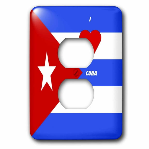 3dRose, I Love Cuba, 2 plug outlet cover