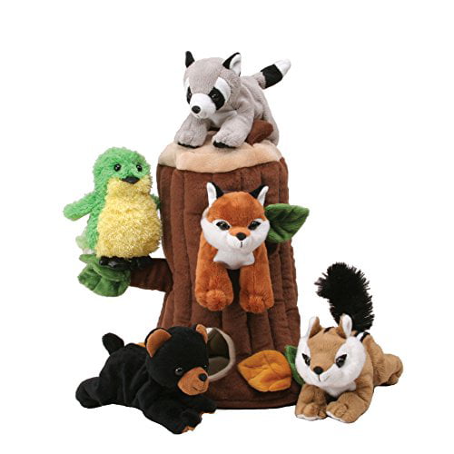 Plush Treehouse with Animals Five Stuffed Forest Animals 5 
