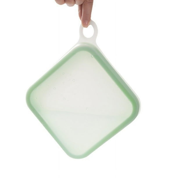 Bolsa de almacenamiento de sándwich de silicona, contenedor de almacenamiento de alimentos reutilizable grueso, bolsas de sándwich lavables a prueba de fugas (verde)