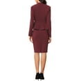 thumbnail image 3 of Conjuntos de trajes para mujeres INSPIRE CHIC, atuendos de negocios, blazer peplum sin cuello, falda lápiz formal, conjunto de 2 piezas, color burdeos, 3 of 6