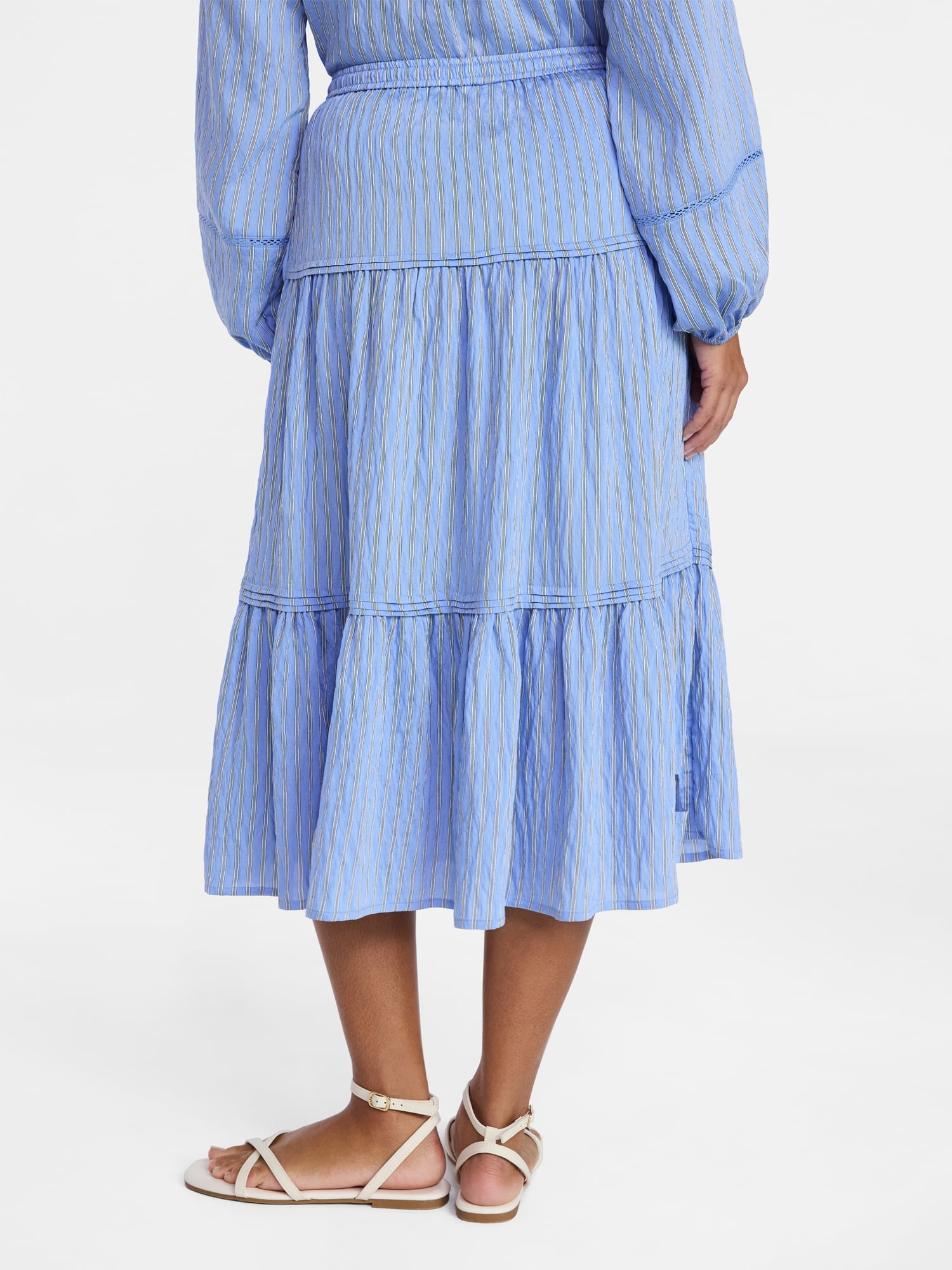 Time and Tru Women's Tiered Print Midi Skirt, Sizes XS -XXXL
