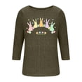 thumbnail image 5 of Easter Pullover Sweater for Women Pastel Bunny and Flowers Graphic Crewneck 3/4 Sleeve Ribbed Texture Festive Spring Holiday Fashion Jumper, 5 of 7