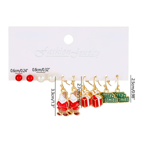 CEHVOM Christmas Earrings Set Cartoon Dripping Elk Santa Claus Christmas Tree Earrings Gifts For Women Clearance