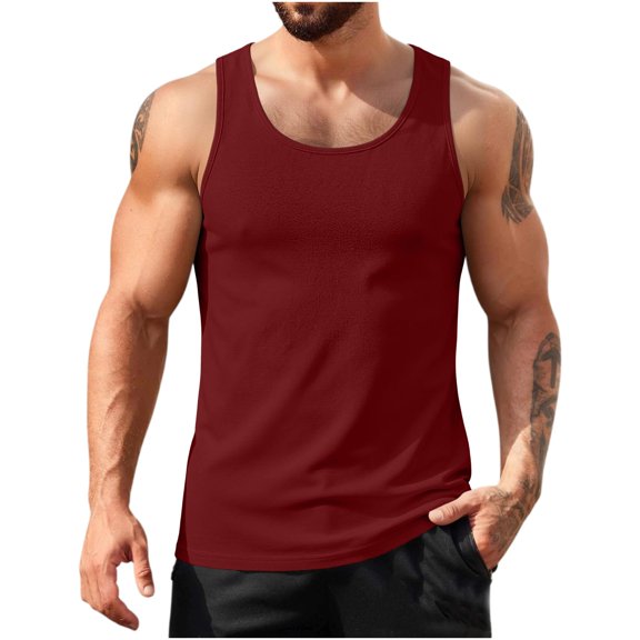 Alkepwun Tank Tops Men Solid Color Sleeveless U-Neck Casual Basic UPF 50 Shirts Mesh Muscle Gym Shirt Quick Dry Workout Shirt for Gym Running and Daily Wear