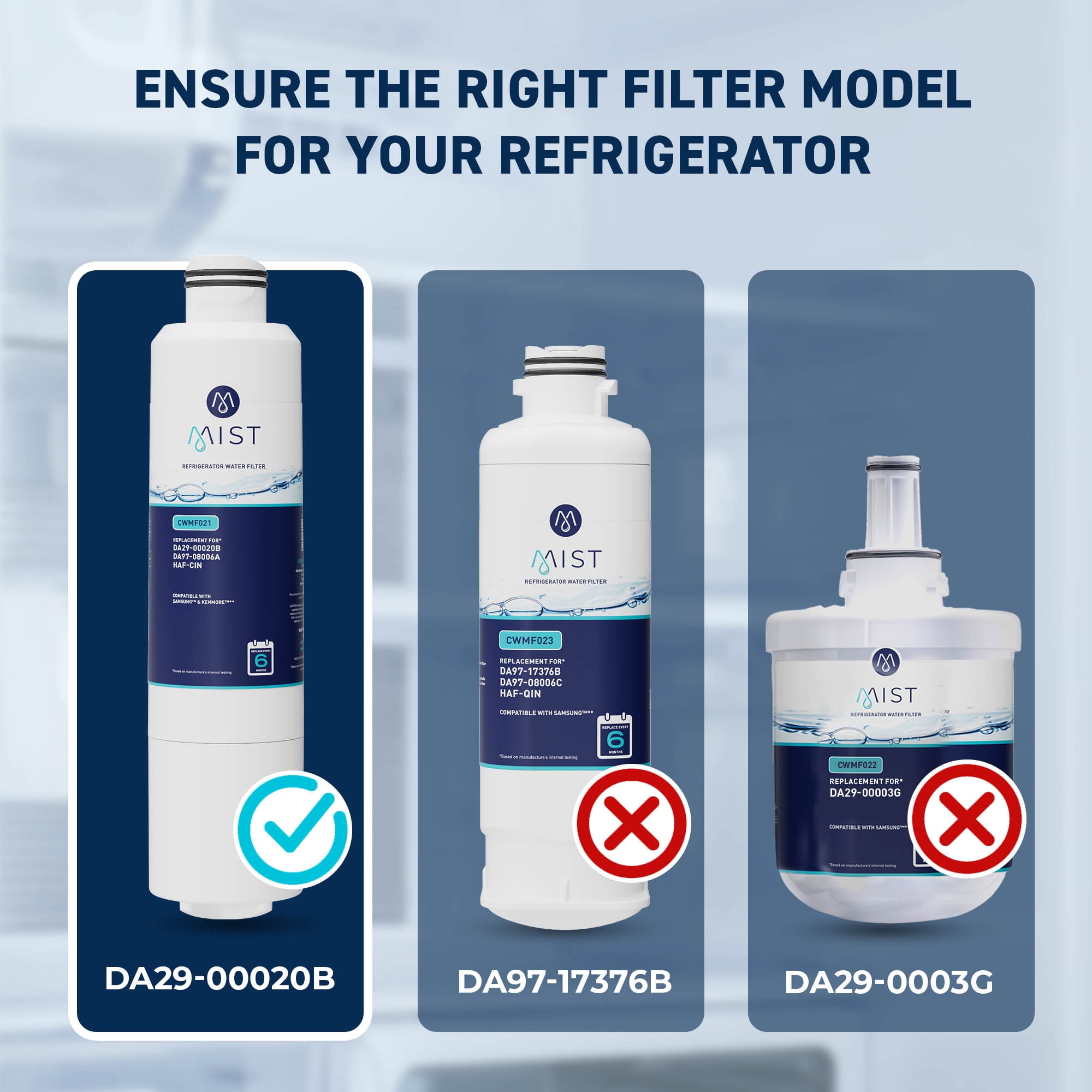 Mist DA29-00020B Refrigerator Water Filter Replacement for Samsung HAF-CIN, NSF Certified