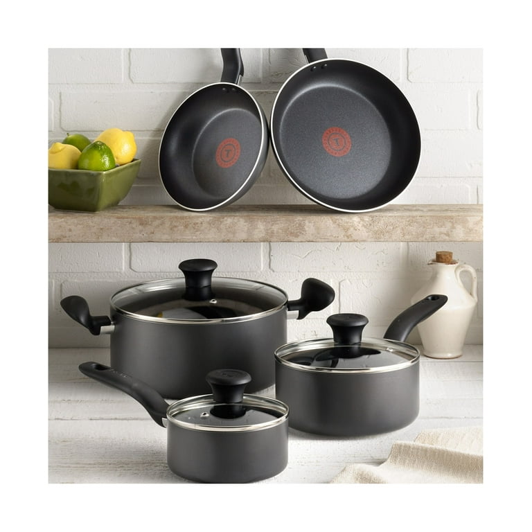 T-fal Easy Care 12-Piece Non-Stick Cookware Set Pots and Pans Grey