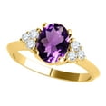 thumbnail image 2 of AoneJewelry 10K Yellow Gold Oval Amethyst and Diamond Ring 1.55 Carat Gemstone Jewelry for Women, 2 of 5