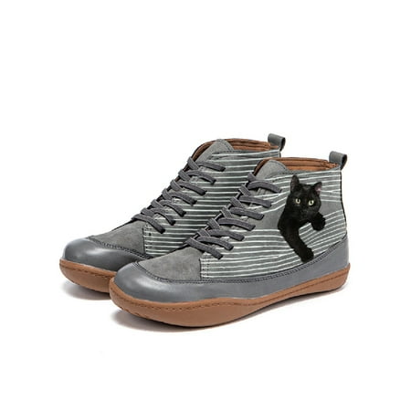 

UKAP Women s High Top Lace up Sneakers Ankle Booties Anti slip Outdoor Shoes