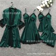 thumbnail image 1 of Pijamas Conjuntos De Satén Ropa De Dormir Seda 4 Piezas Lencería Mujeres Encaje Túnica Vestido Babydoll Camisón Conjunto Depangjing, 1 of 4