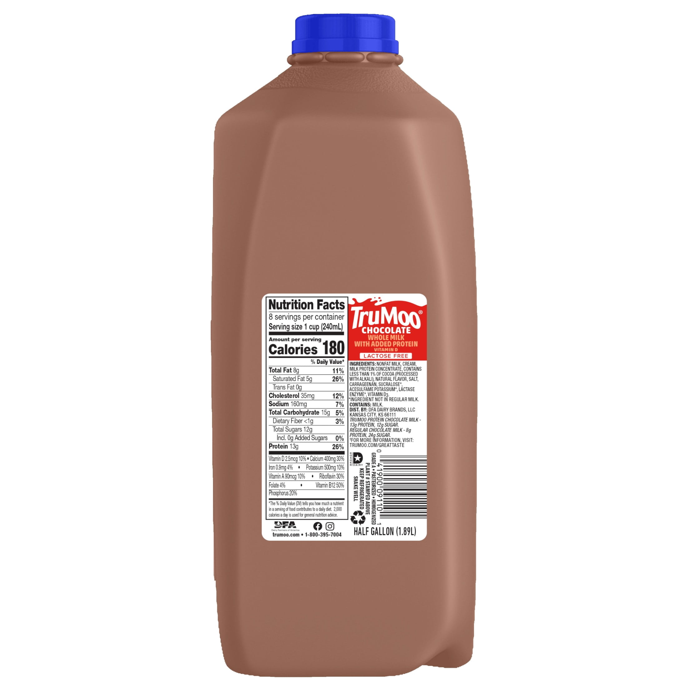 TruMoo Protein Ultra-Pasteurized Lactose Free Whole Chocolate Milk Half Gallon