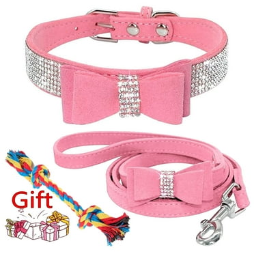 Leather Dog Collar Rhinestones Bling Diamonds for Small Medium Large Dogs Pet Cat