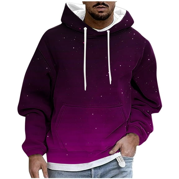 Turilly Men Casual Fashion Hooded Sweatshirts Round Neck Print Pullover Long Sleeve Tops Sweatshirt