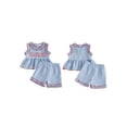 thumbnail image 2 of Loicainy Baby Toddler Girl 4th of July Clothes 6 12 18 24 Months 2T 3T 4T Flag Embroidery Plaid Frills Sleeveless Tank Tops Elastic Waist Shorts 2Pcs Summer Outfits Set, 2 of 9